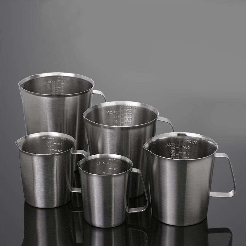 KC-MCup 18/10 Stainless Steel Measuring Cup Frothing Pitcher with Marking For Milk Froth - MRSLM