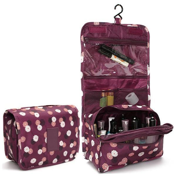 Zipper Hanging Toiletry Bags Floral Pattern Travel Organizer Case Women Cosmetic Makeup Bags - MRSLM