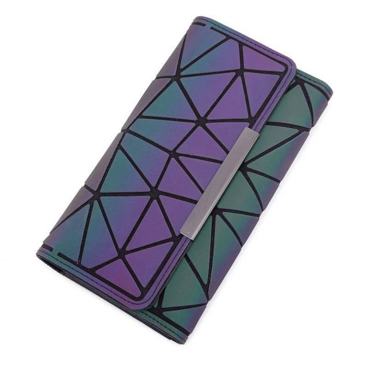 Tri-Fold Luminous Rhombic Wallet New Simple Long Wallet Retro Small Card Bag Women's Clutch - MRSLM
